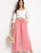 h&s Pantaloni Roz Largi cu Legătură în Talie Paper Bag Tisallas