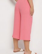 h&s Pantaloni Roz Largi cu Talie Înaltă Elastic în Talie și Crăci 3/4 Levolia