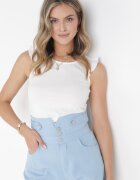h&s Pantaloni scurți Albaștri Largi High Waist cu nasturi Angelucci
