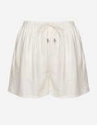 h&s Pantaloni scurți Bej deschis din bumbac cu talie înaltă decorate cu legătură Filomira
