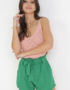 h&s Pantaloni scurți Largi Verzi cu elastic în talie și curea textilă cu buzunare Audenzia