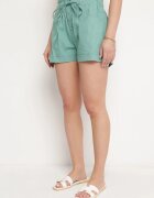h&s Pantaloni scurți mentă cu elastic în talie cu șnur reglabil și nasturi decorativi Damarie