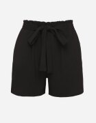 h&s Pantaloni scurți Negri cu Talie Înaltă și Elastic în Talie Decorați cu Legătură Mevalica