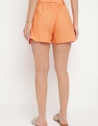 h&s Pantaloni scurți portocalii Bermuda din bumbac și talie înaltă cu șnur decorativ Rosavia