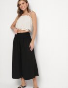 h&s Pantaloni tip Culotte Negri Largi Decorați cu încrețituri Fenalida