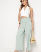 h&s Pantaloni Verde deschis cu croială dreaptă și elastic încrețit în talie Perdila