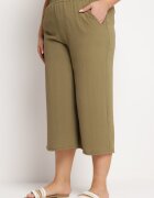 h&s Pantaloni Verde închis Largi cu talie înaltă cu elastic în talie și lungime 3/4 Levolia