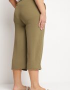 h&s Pantaloni Verde închis Largi cu talie înaltă cu elastic în talie și lungime 3/4 Levolia