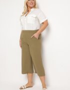 h&s Pantaloni Verde închis Largi cu talie înaltă cu elastic în talie și lungime 3/4 Levolia