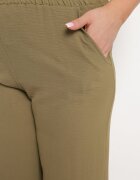 h&s Pantaloni Verde închis Largi cu talie înaltă cu elastic în talie și lungime 3/4 Levolia