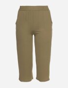 h&s Pantaloni Verde închis Largi cu talie înaltă cu elastic în talie și lungime 3/4 Levolia