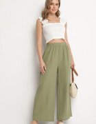 h&s Pantaloni verde închis largi Tip Palazzo cu talie înaltă Sellevia