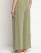 h&s Pantaloni verde închis largi Tip Palazzo cu talie înaltă Sellevia