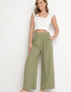 h&s Pantaloni verde închis largi Tip Palazzo cu talie înaltă Sellevia