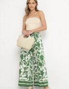 h&s Pantaloni Verzi Largi cu Talie Înaltă cu Imprimeu Floral Tolirida