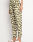 h&s Pantaloni Verzi Largi cu Talie Înaltă cu Model de Romburi Lisendria