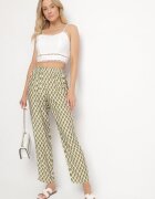 h&s Pantaloni Verzi Largi cu Talie Înaltă cu Model de Romburi Lisendria