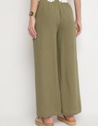 h&s Pantaloni Verzi Palazzo cu croi larg cu talie înaltă și legătură Araloria