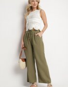 h&s Pantaloni Verzi Palazzo cu croi larg cu talie înaltă și legătură Araloria