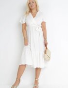 h&s Rochie Albă Cloș cu Cordon legat Firiel