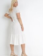 h&s Rochie Albă Cloș cu Cordon legat Firiel