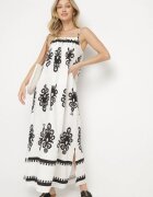 h&s Rochie Albă cu croi evazat pe bretele cu model etnic Revoniae