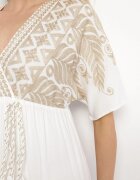 h&s Rochie Albă de viscoză cu decolteu tip plic și broderie cu fir metalic Emhiris