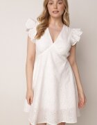h&s Rochie Albă din Bumbac cu Finisaj Brodat și Croială Cloș Laveria
