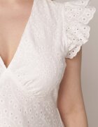 h&s Rochie Albă din Bumbac cu Finisaj Brodat și Croială Cloș Laveria