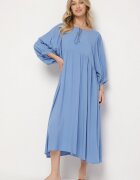 h&s Rochie albastră cloș din viscoză cu legătură la decolteu Tilania