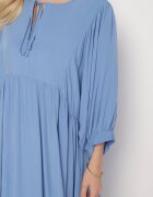h&s Rochie albastră cloș din viscoză cu legătură la decolteu Tilania