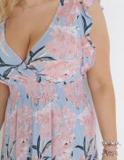 h&s Rochie Albastră Maxi cu Elastice în Talie și Decolteu petrecut Elysa