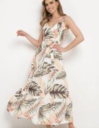 h&s Rochie bej deschis cu bretele cu decolteu petrecut și cu motiv floral Obilena
