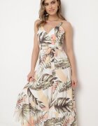 h&s Rochie bej deschis cu bretele cu decolteu petrecut și cu motiv floral Obilena