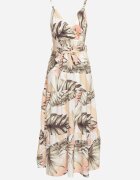 h&s Rochie bej deschis cu bretele cu decolteu petrecut și cu motiv floral Obilena
