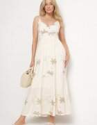 h&s Rochie Bej-deschisă din viscoză cu bretele decorată cu broderie Telanelis