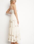 h&s Rochie Bej-deschisă din viscoză cu bretele decorată cu broderie Telanelis