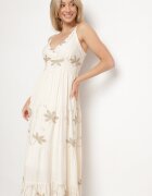 h&s Rochie Bej-deschisă din viscoză cu bretele decorată cu broderie Telanelis