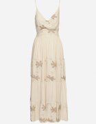 h&s Rochie Bej-deschisă din viscoză cu bretele decorată cu broderie Telanelis