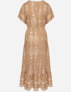 h&s Rochie Bej închis Cloș din Viscoză cu model Boho cu Volan Turaline