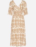 h&s Rochie Bej închis din viscoză evazată cu spatele gol cu imprimeu Boho Turaisa