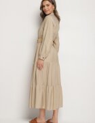 h&s Rochie Cămașă Bej din Viscoză cu Curea Elastică cu Cataramă Felucia