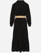 h&s Rochie Cămașă Neagră din Viscoză cu Centură Elastică cu Cataramă Felucia