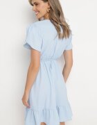 h&s Rochie evazată albastră deschisă cu elastic în talie și volan Welimia