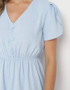 h&s Rochie evazată albastră deschisă cu elastic în talie și volan Welimia