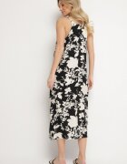 h&s Rochie Evazată Negru-Crem cu Viscoză cu Imprimeu Floral Juliade