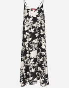 h&s Rochie Evazată Negru-Crem cu Viscoză cu Imprimeu Floral Juliade