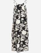 h&s Rochie Evazată Negru-Crem cu Viscoză cu Imprimeu Floral Juliade
