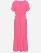 h&s Rochie Fucsia cu Elastice Subțiri în Talie Decorată cu nasturi cu Șliț și Volan Farcia