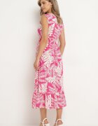 h&s Rochie Fucsia din viscoză cu croială evazată cu elastic în talie și decolteu în V Denesta